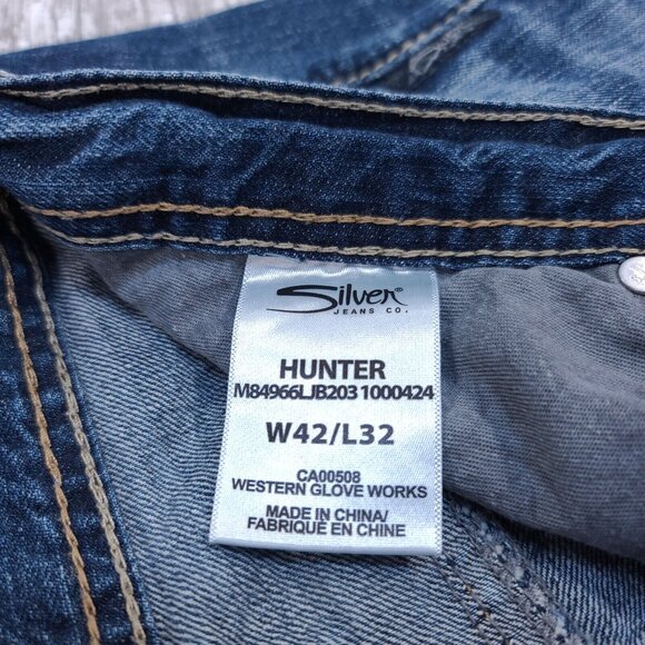 Silver Jeans Mens Hunter Athletic Fit Tapered Size 42x27 Blue Denim Mid Rise - Picture 7 of 8